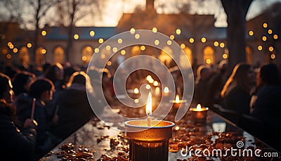 Catholicism candlelight ceremony illuminates spirituality, love, and joy generated by AI Stock Photo