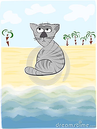 Catowsky, the thinking cat Cartoon Illustration