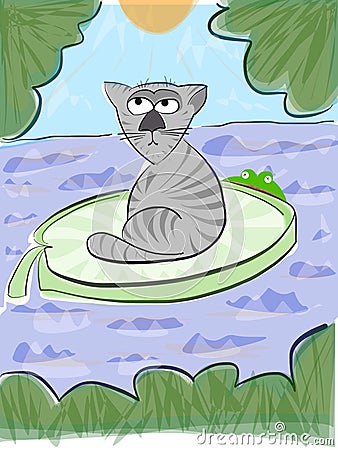 Catowsky, the thinking cat Cartoon Illustration