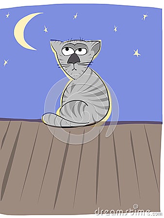 Catowsky, the thinking cat Cartoon Illustration