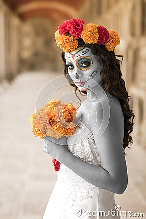 Catrin and Catrina in cemetery Stock Photo