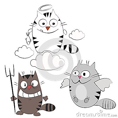 Cats in the clouds Vector Illustration