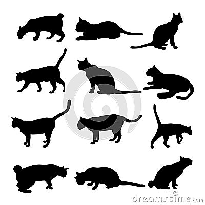 Cats collection - silhouette Vector Illustration