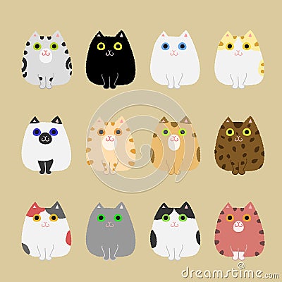 Cats coloring variations Vector Illustration