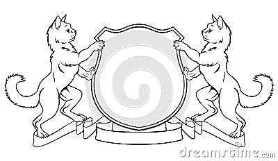 Cats Crest Coat of Arms Heraldic Shield Vector Illustration