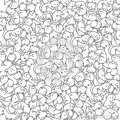 Cats crowd Cartoon Illustration