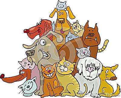 Cats and dogs Vector Illustration