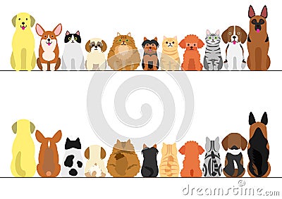 Cats and dogs border set Vector Illustration