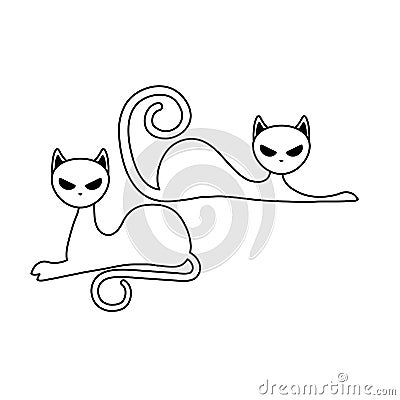 cats feline animals of halloween Cartoon Illustration