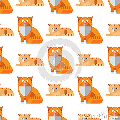 Cats heads vector illustration cute animal funny seamless pattern background characters feline domestic trendy pet Vector Illustration