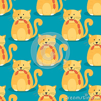 Cats heads vector illustration cute animal funny seamless pattern background characters feline domestic trendy pet Vector Illustration