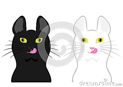 Cats licking their chops Vector Illustration