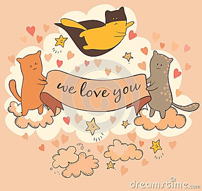 Cats love you Vector Illustration