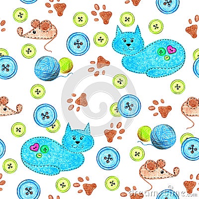 Cats mice on a white background Stock Photo