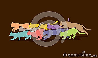 Cats nine lives graphic Vector Illustration