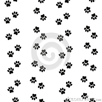 Pet paw seamless pattern. Vector illustration with cat or dog paw on white background. Vector Illustration