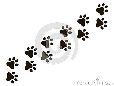 Cats paw trail. Footprints wolf cat dog, puppy trails nature print vector pattern Vector Illustration