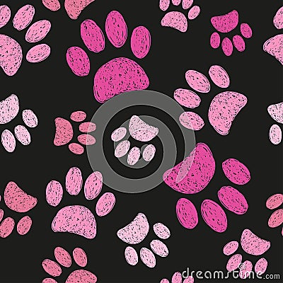 Cats paws seamless pattern. Vector Illustration