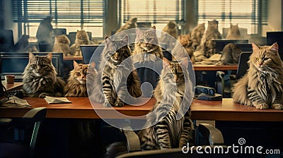 Cats Redefining Social Communication in the Workplace. Socializing, Communicating, and Cat. Generative AI Stock Photo