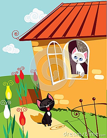 Cats serenade Vector Illustration