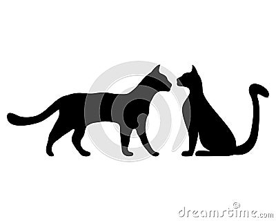 Cats silhouettes on white background Vector Illustration