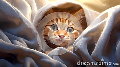 Cats under blanket Stock Photo