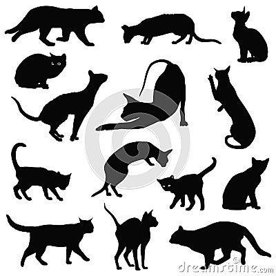 Cats vector silhouettes collection Vector Illustration