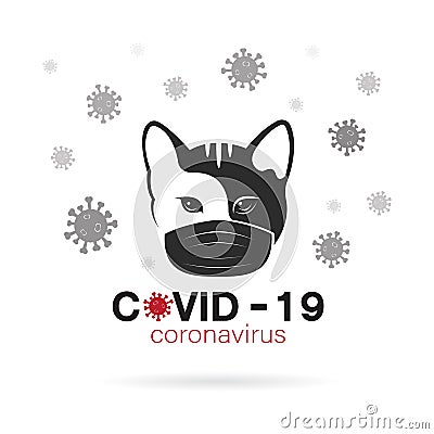 Cats wearing a mask to protect against the covid-19 virus. Breathing mask on cat face flat vector icon for apps and websites. Easy Vector Illustration