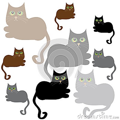 Cats on white background Vector Illustration