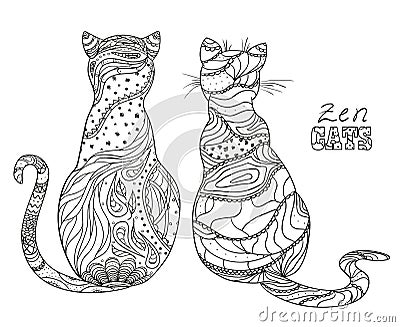 Cats. Zen art Vector Illustration