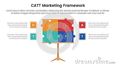 catt marketing framework infographic 4 point stage template with puzzle jigsaw presentation board for slide presentation Stock Photo