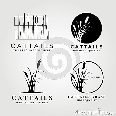 Cattails logo set bundle vector illustration design, cattail icon Vector Illustration