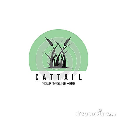 Cattails Logo Vector Illustration Design Vintage Linear Vector Illustration