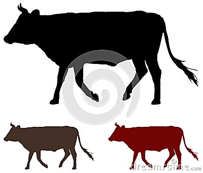 Cattle or cow silhouette - farm or wild animal Vector Illustration