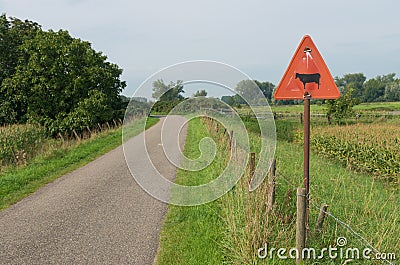 Cattle crossing sign Stock Photo