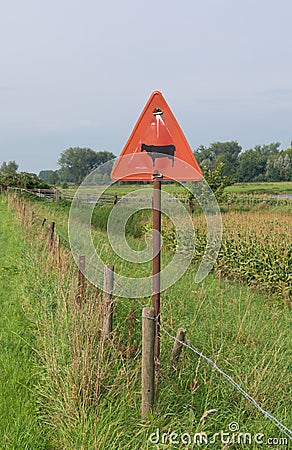 Cattle crossing sign Stock Photo