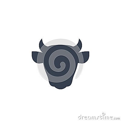 Cattle icon, cow head front view, cattle farm logo Vector Illustration