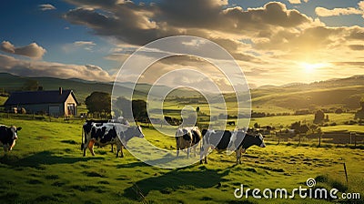 cattle milk cows Cartoon Illustration