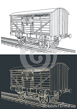 Cattle wagon sketches Vector Illustration