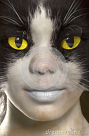 Catwoman with brightly yellow eyes Stock Photo