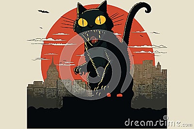 Catzilla vector illustration Vector Illustration