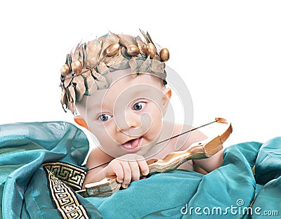 Caucasian baby boy in a valentine fancy dress Stock Photo