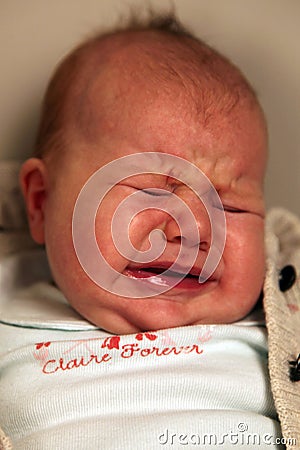 Caucasian baby crying Stock Photo