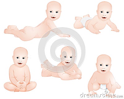 Caucasian Baby Set Four Stock Photo
