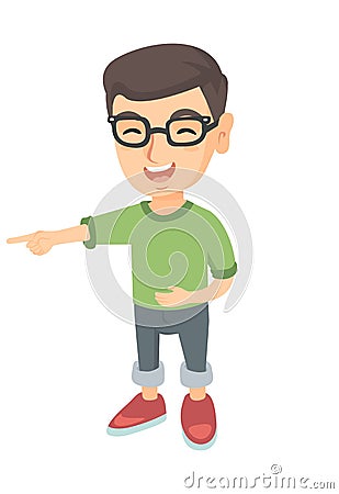Caucasian boy bullying someone and pointing finger Vector Illustration