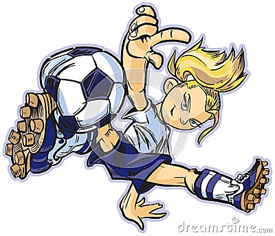 Caucasian break dancing soccer girl Vector Illustration