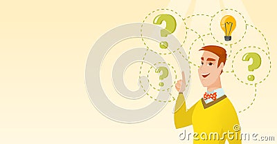 Caucasian business man having business idea. Vector Illustration