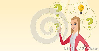 Caucasian business woman having business idea. Vector Illustration