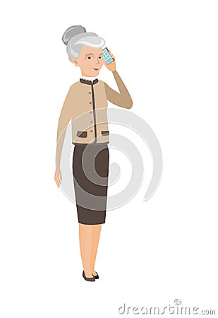 Caucasian business woman talking on a mobile phone Vector Illustration