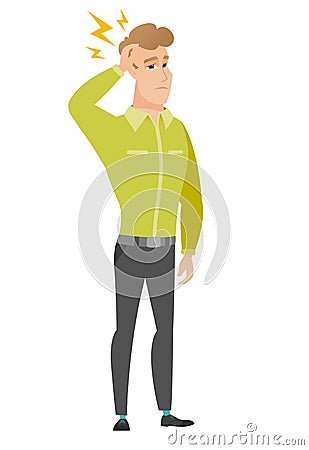 Caucasian businessman with lightning over his head Vector Illustration